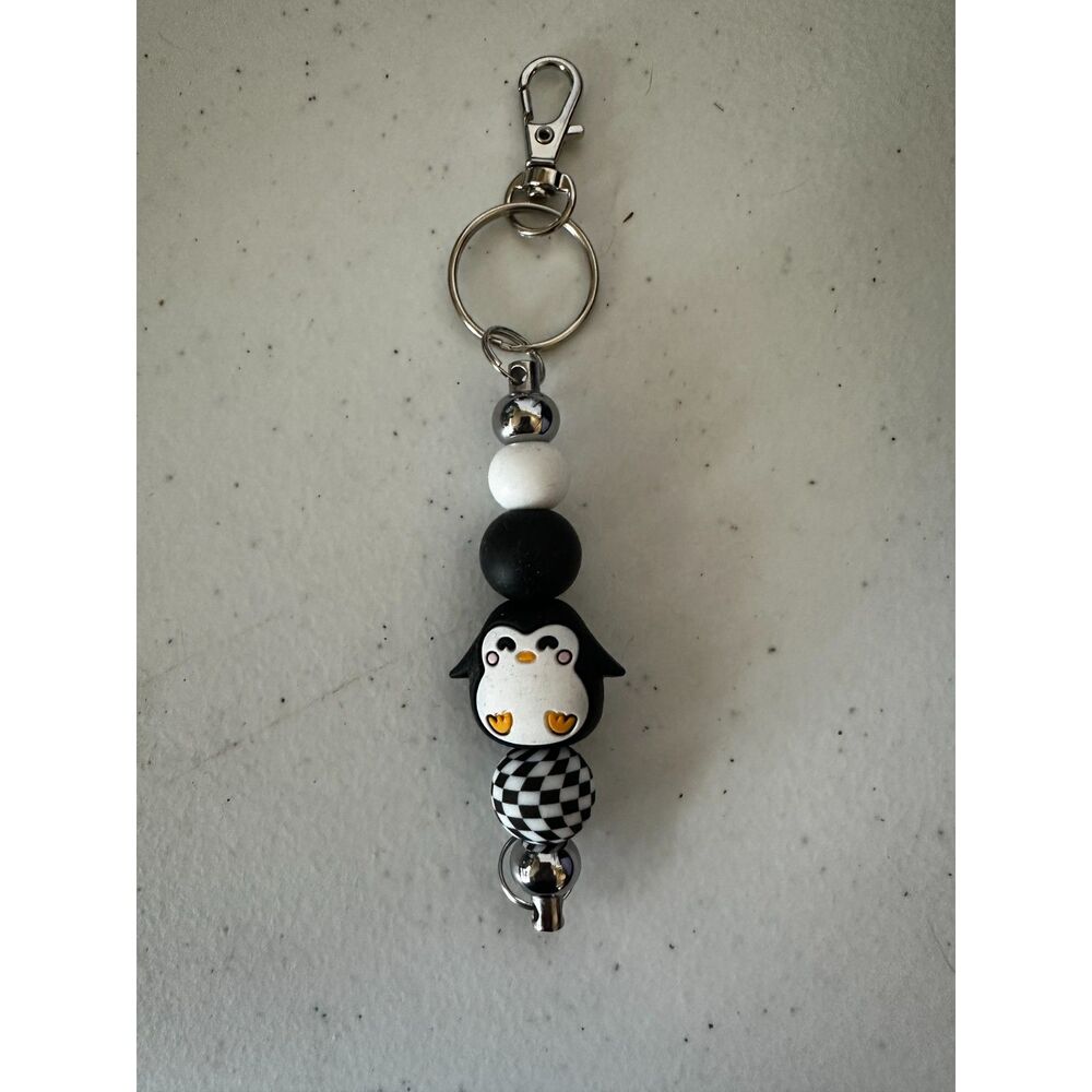 Penguin Keychain Black and White Beads | Cute Animal Keychain Gift